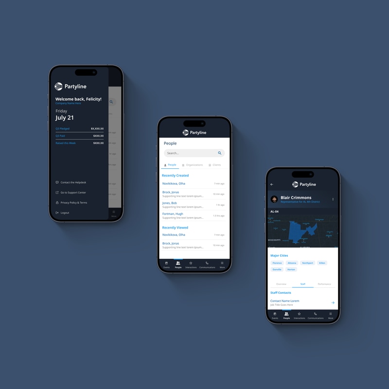Custom software built in Flutter for Gulf Partyline