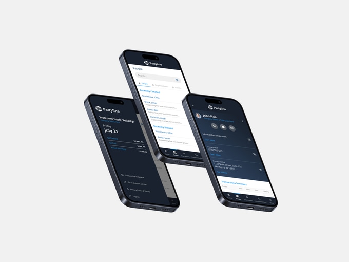 Gulf Partyline app on three phones