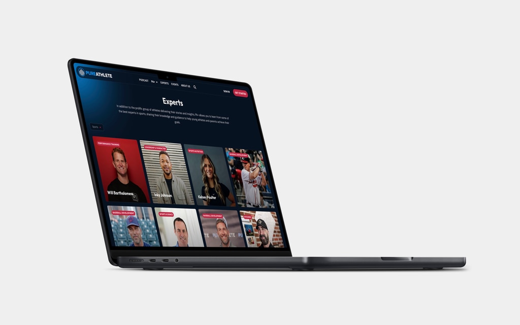 The Pure Athlete experts page on a laptop