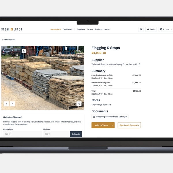 StoneLoads UI