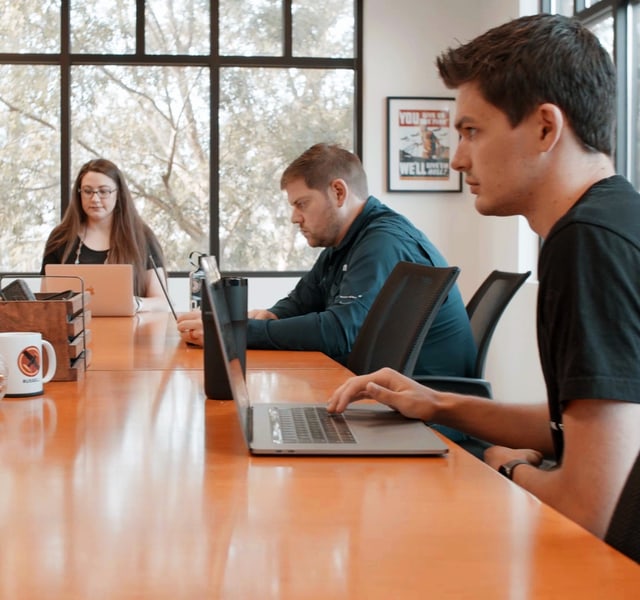 Team working in conference room